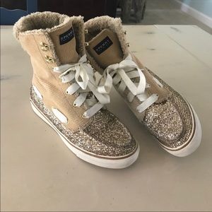 Sperry Gold glitter high top boots✨